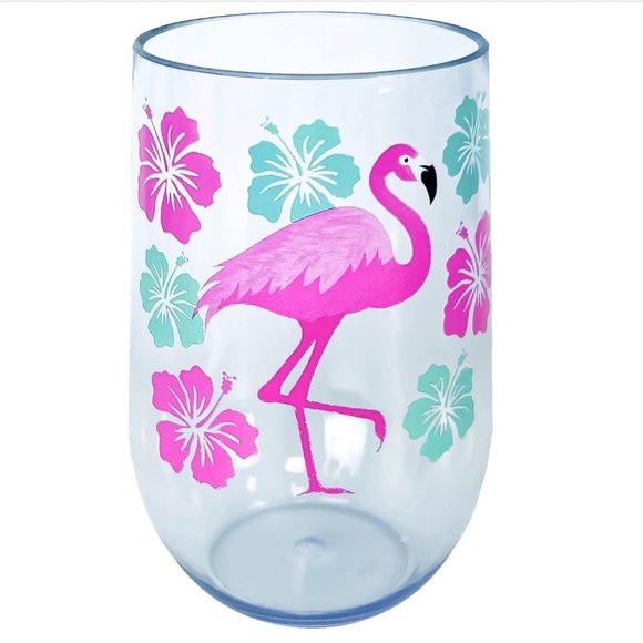 spoontiques Other - FLAMINGO Acrylic 16oz Wine Cup Tumbler Stemless Wine Glass - Spoontiques NEW